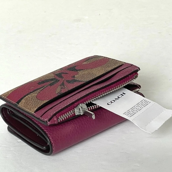 NWT Coach Card Holder Mini Wallet Bow Signature Canvas - Picture 6 of 8
